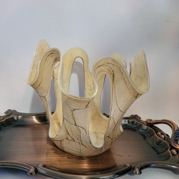 Vintage Jozefina Krosno Art Glass Vase Candle Holder - Picture 1 of 8